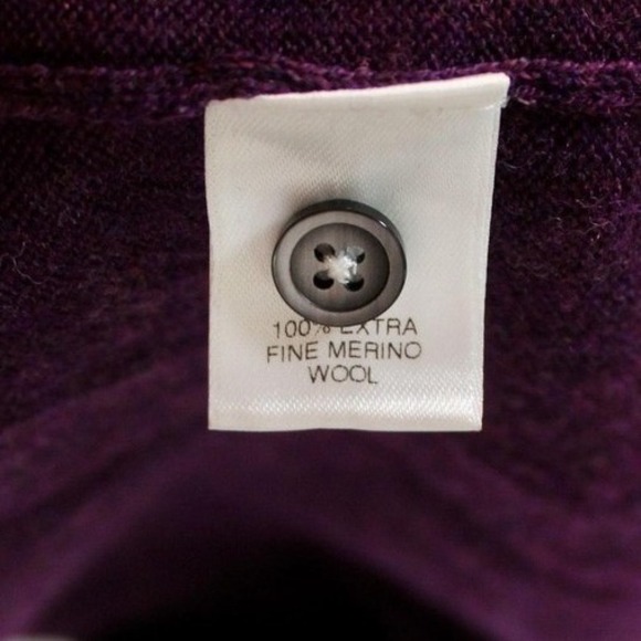 Turnbury 100% Extra Fine Merino Wool Polo Sweater Mens Large Plum Purple Knit - Picture 7 of 13